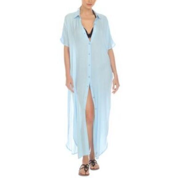 Raviya Other - Raviya Blue Button-Down Maxi Dress Cover-Up Swimsuit M